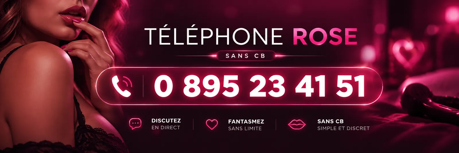 Téléphone rose sans CB au 0 895 23 41 51, 0,60 € par minute, plus le prix d'un appel